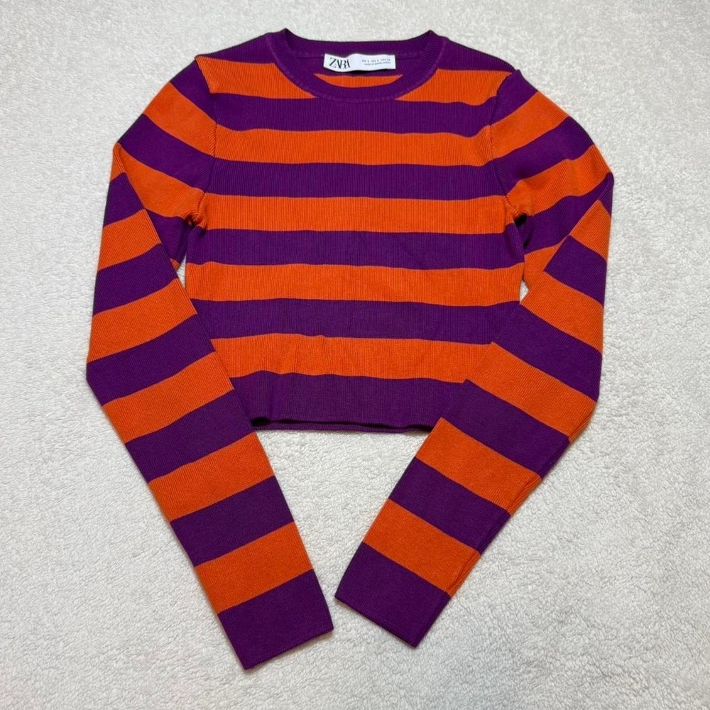 Zara striped cropped long sleeve